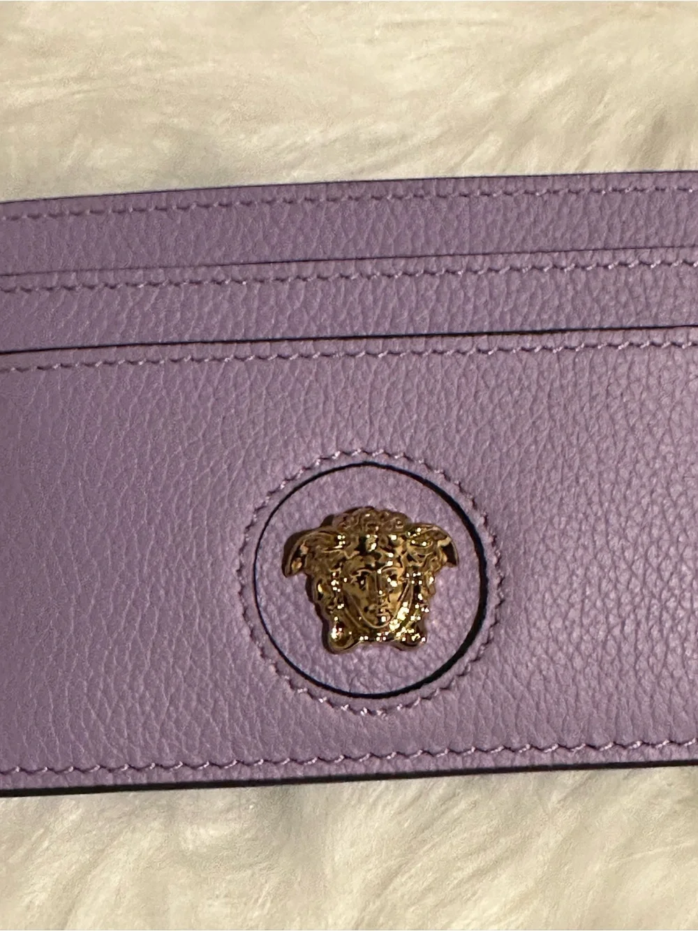 NWT Versace Lilac Medusa Leather Card Holder Card Case Full Set Giftable